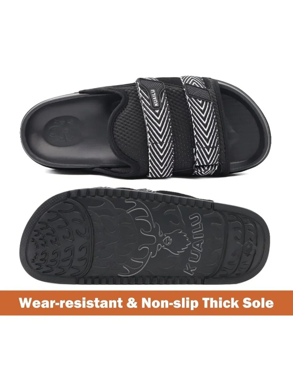 Men's Black Orthotic Arch Support Fabric Ultra Soft Comfort Fit Slipper Shoes